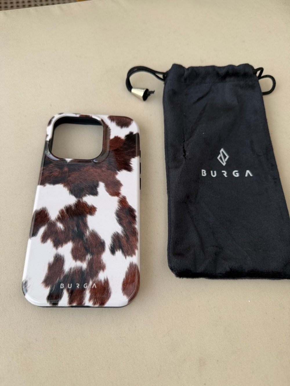BURGA Cow Print Protective iPhone Case — Brown & White